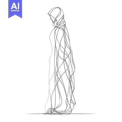 Premium design asset: Single-line drawing of a woman wearing a hijab