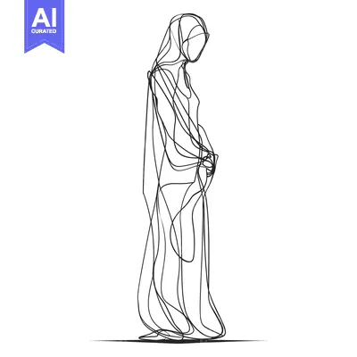 Popular premium asset: A Single-Line Drawing of a Woman in a Long Dress