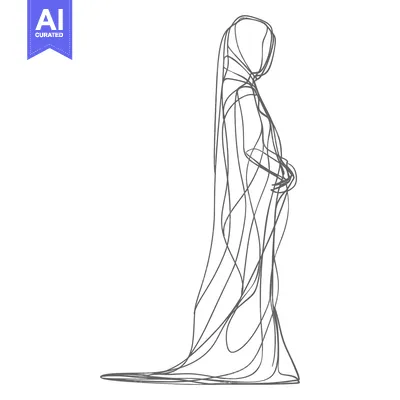 Popular premium asset: Line Art Illustration of a Woman in a Long Dress