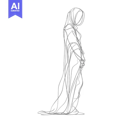 Aset premium populer: A Single Line Drawing of a Woman in a Long Robe