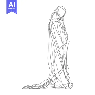 Premium design asset: Abstract Line Drawing of a Person in a Long Robe