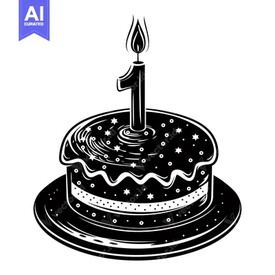 Aset premium populer: Birthday Cake with One Lit Candle and Stars