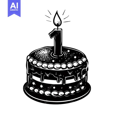 Popular premium asset: Birthday Cake with a Single Lit Candle and Number One