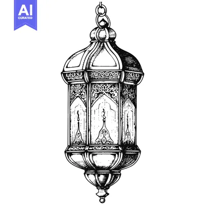 Aset premium populer: Ornate Hanging Lantern with Intricate Design and Chain