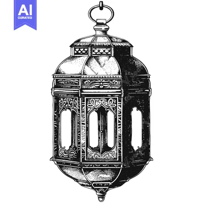 Aset desain premium: Ornate Hanging Lantern with Intricate Detailing