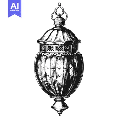 Aset premium populer: Intricately Detailed Ornamental Lantern Hanging