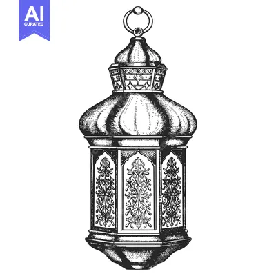 Aset desain premium: Ornate Hanging Lantern with Floral Design