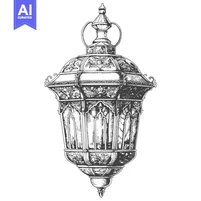 Premium design asset: Hand-Drawn Illustration of an Ornate Vintage Lantern