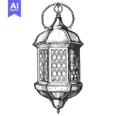 Aset premium populer: Hand-Drawn Illustration of an Ornate Metal Lantern