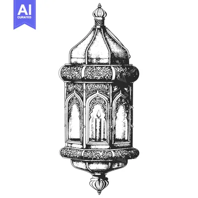 Premium design asset: Ornate Hanging Lantern with Candle and Intricate Details
