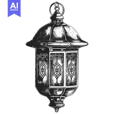 Premium design asset: Ornate Hanging Lantern with Geometric Designs