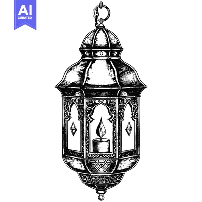Aset premium populer: Ornate Hanging Lantern with a Burning Candle
