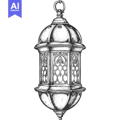 Aset desain premium: Ornate Hanging Lantern with Intricate Design