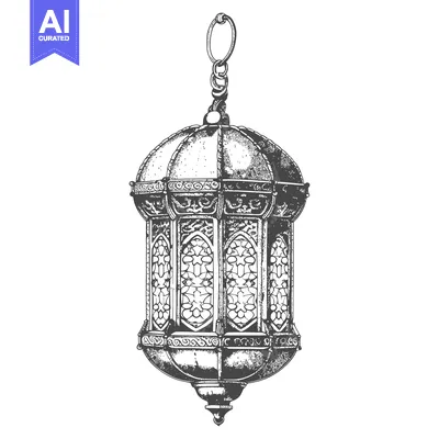 Aset premium populer: Intricate Ornamental Hanging Lantern with Geometric Design