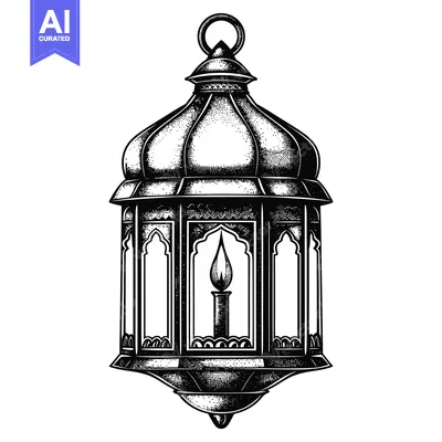 Popular premium asset: Ornate Black and White Hanging Lantern with a Single Candle