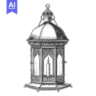 Aset desain premium: Ornate Candle Lantern with Intricate Design