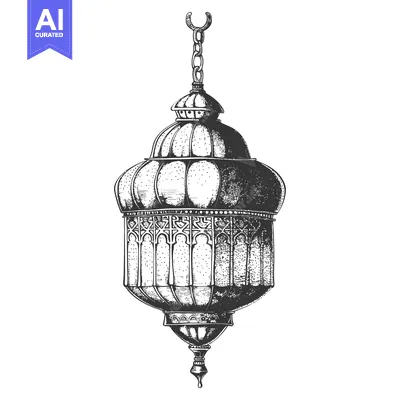 Popular premium asset: Hand-drawn sketch of a traditional hanging lantern with intricate deta