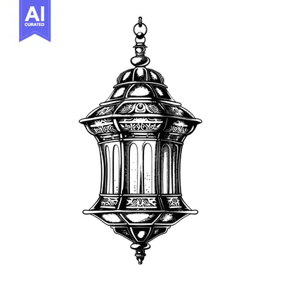 Aset desain premium: Ornate Hanging Lantern with Detailed Design Elements