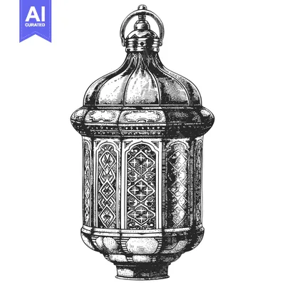 Aset premium populer: Ornate Hand-Drawn Sketch of a Hanging Lantern