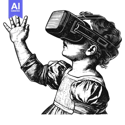 Premium design asset: A Young Girl Experiencing Virtual Reality Through a Headset