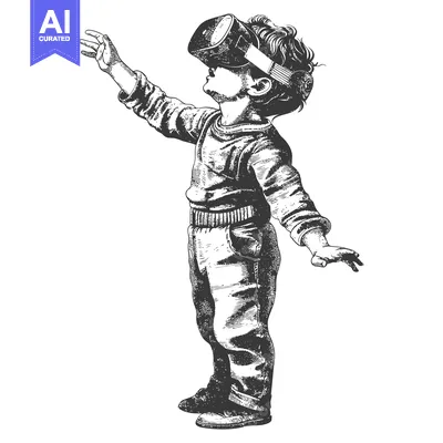 A Child Experiencing Virtual Reality Through a Head-Mounted Display