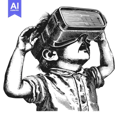 Premium design asset: A Young Child Experiencing Virtual Reality