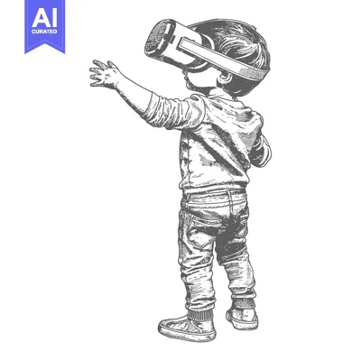 Popular premium asset: A Child Wearing a Virtual Reality Headset Reaching Out with Their Hand