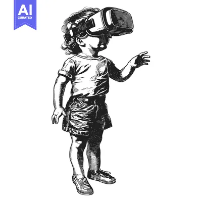 Aset desain premium: A Young Child Experiencing Virtual Reality