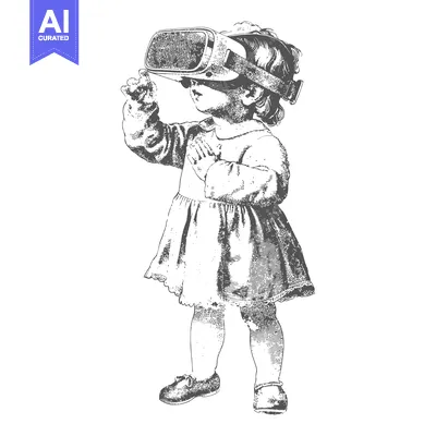 Premium design asset: A Little Girl Wearing a Virtual Reality Headset