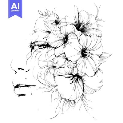 Aset premium populer: A Woman's Face Partially Covered by Flowers