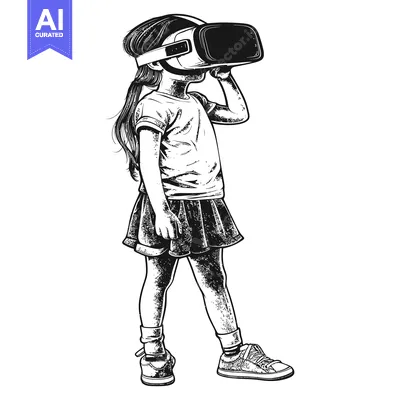 Popular premium asset: Young Girl Wearing a VR Headset, Immersed in Virtual Reality