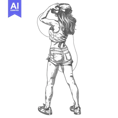 A Back View of a Woman Wearing Virtual Reality Headgear