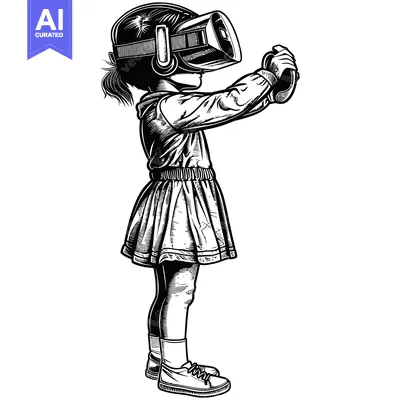 Popular premium asset: A young girl wearing a virtual reality headset
