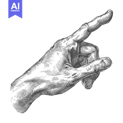 Aset desain premium: Hand Engraved Illustration of a Pointing Finger
