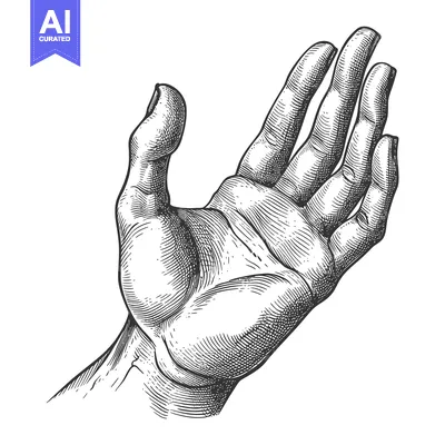 Aset desain premium: Hand with Fingers Extended in a Grasping Position