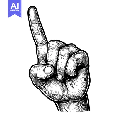 Popular premium asset: A Black and White Illustration of a Hand Pointing Upwards