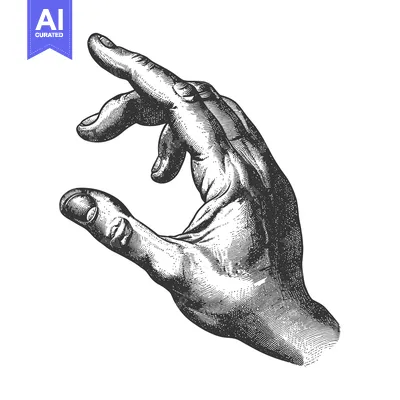 Aset premium populer: Hand with Extended Index Finger in Detailed Engraving Style