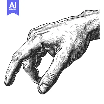 Aset desain premium: Detailed Hand Reaching Out with Fingers Extended and Palm Up