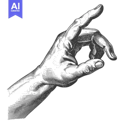 Aset desain premium: An Engravings Style Illustration of a Human Hand Gesture
