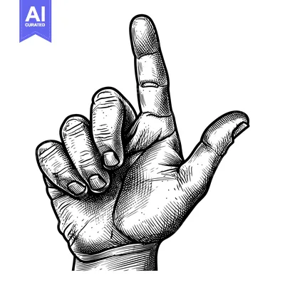 Aset premium populer: Hand pointing upwards in an engraved style illustration