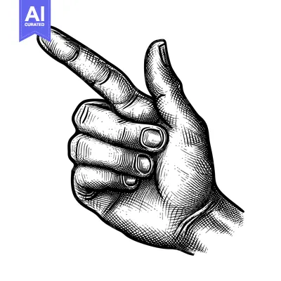 Aset premium populer: A Hand Drawn Illustration of a Hand Pointing with an Index Finger