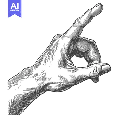 Aset desain premium: Detailed Hand Drawing of a Hand Pointing with an Index Finger