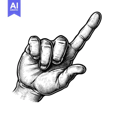 Premium design asset: A Detailed Hand Drawing of a Single Pointing Finger