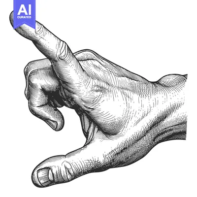 Aset premium populer: Detailed Line Drawing of a Hand Pointing to the Right