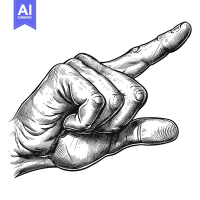 Premium design asset: Hand with Extended Forefinger Pointing Rightward