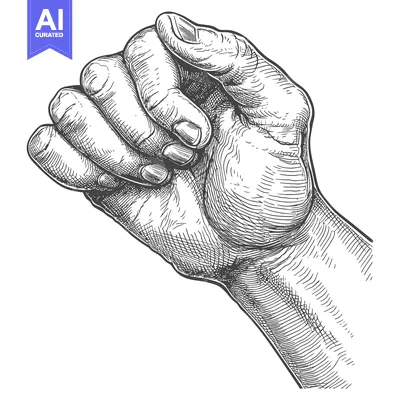 Aset desain premium: Hand Drawn Illustration of a Human Hand with a Finger Pointed Upwards