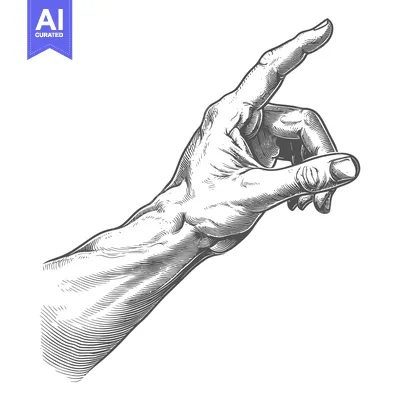 Aset premium populer: A Detailed Hand Illustration Pointing Upwards