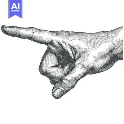 Premium design asset: Hand with extended index finger pointing to the right
