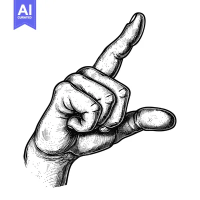 Aset premium populer: Hand with Index Finger Pointing Up and Pinky Finger Out