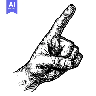 Aset premium populer: Black and White Hand Illustration Pointing Upward